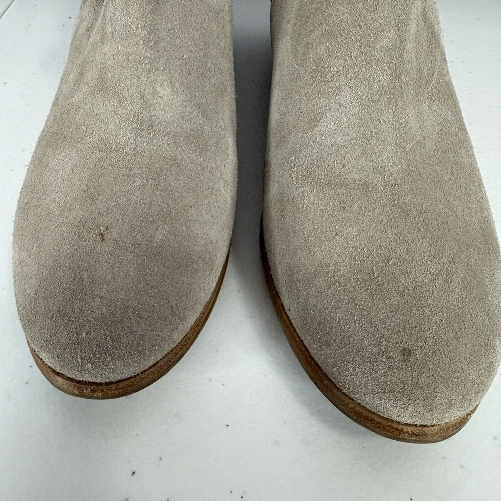 Jack Rogers Ankle Boots Womens 9‎ M Gray Suede Slip On Block Heel Leather Casual